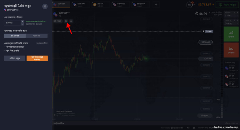 IQ Option ব্রোকারে সতর্কতা সেট আপ করা