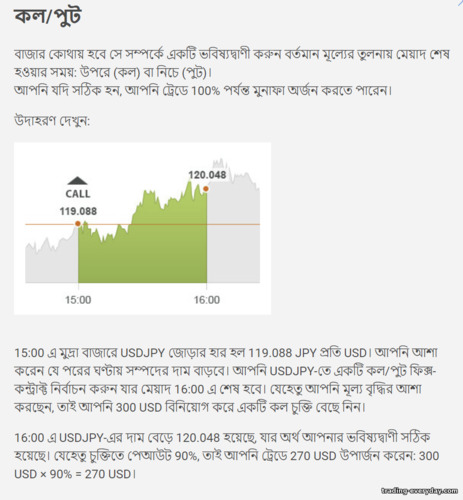 বাইনারি বিকল্পের অপারেশনের নীতিটি নীচে নিচে