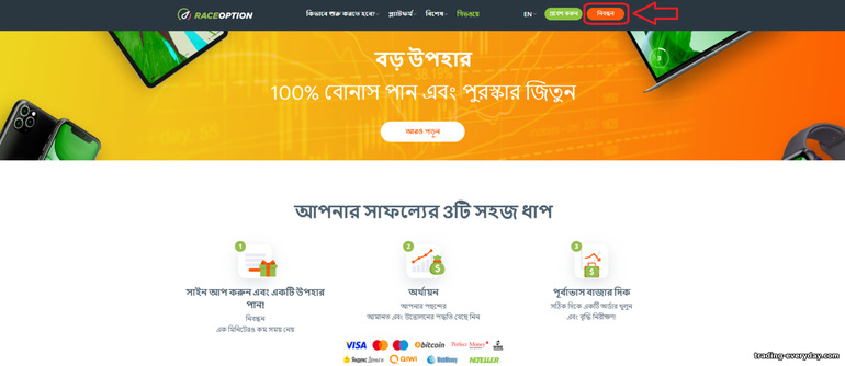 বাইনারি অপশন ব্রোকার RaceOption অফিসিয়াল ওয়েবসাইট