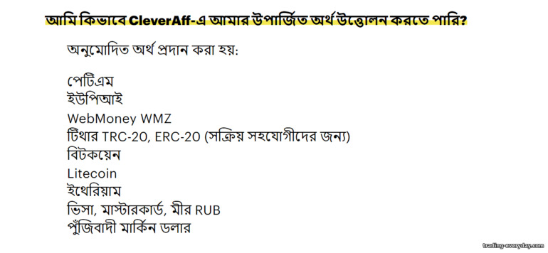 Binarium অ্যাফিলিয়েট প্রোগ্রামে অর্থ প্রদানের পদ্ধতি