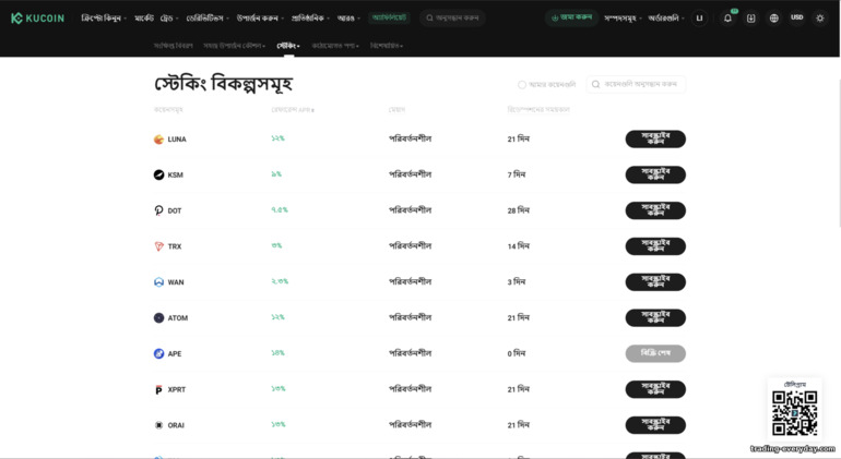 KuCoin এক্সচেঞ্জে স্টেকিং