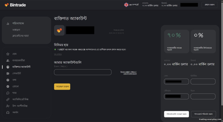 BinTrade অ্যাফিলিয়েট অ্যাকাউন্ট সেটিংস BinTrade অ্যাফিলিয়েট অ্যাকাউন্ট সেটিংস