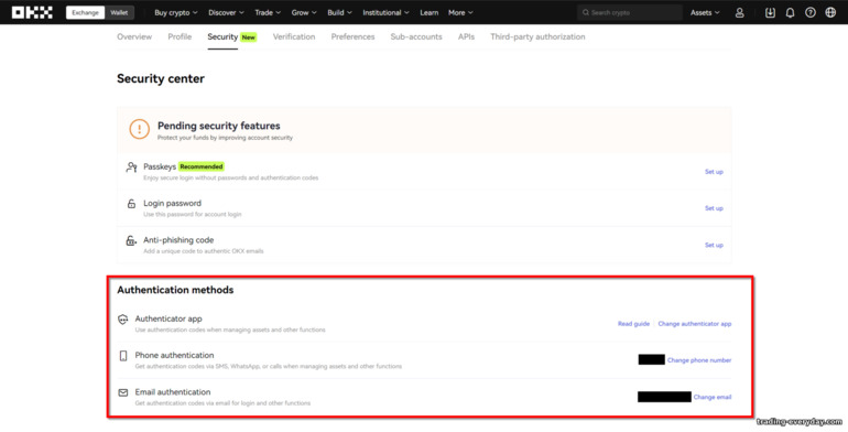 OKX অ্যাকাউন্টের জন্য অতিরিক্ত নিরাপত্তা